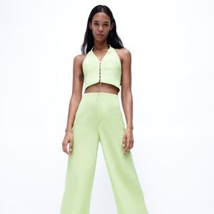 Zara linen blend halter vest and pant set
